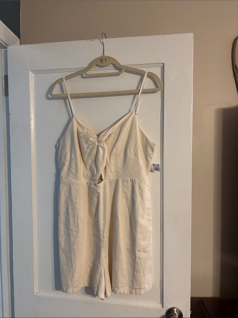 Old Navy Cream Knot-Front Spaghetti Strap Romper